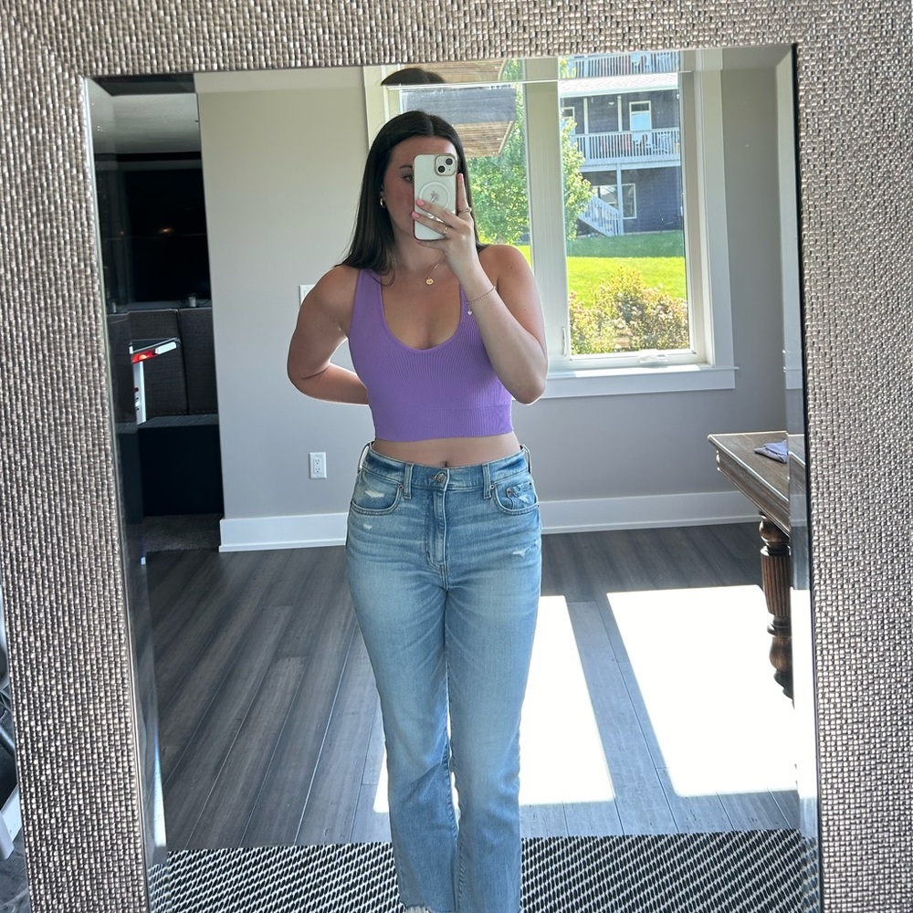 Purple Plunge V-Neck Rib Tank Top